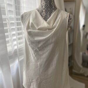 Elegant White Draped Sleeveless Top
